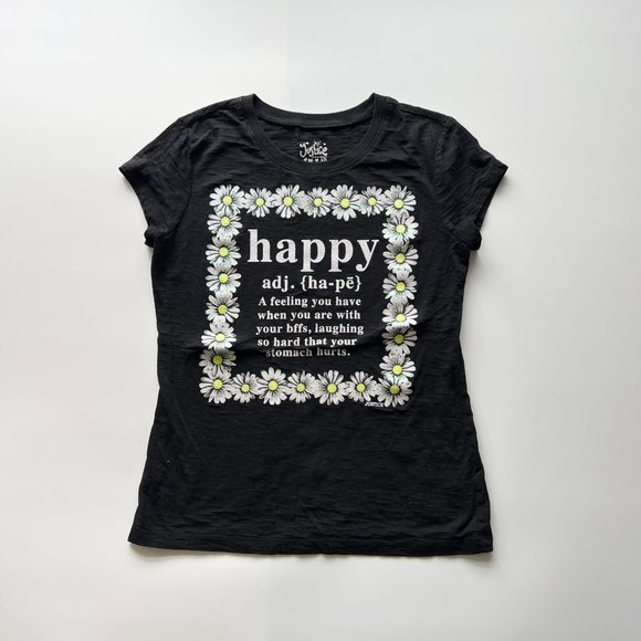 Justice Other - Girls 10 Justice Black Daisy happy shirt